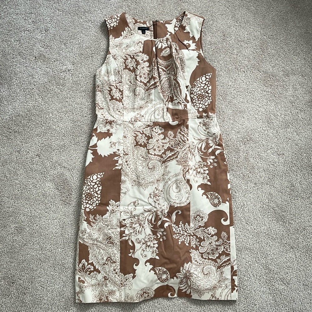 Talbots brown and cream dress